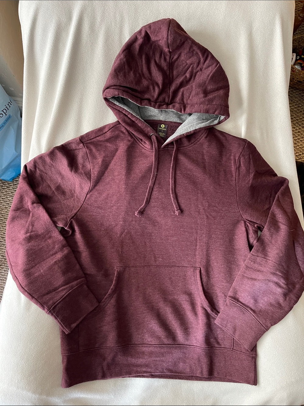 Xersion Men's Hoodie in Burgundy Heather with Gray Lining